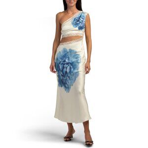 SELFIE LESLIE Ivory Mahli One Shoulder Cut Out Maxi Dress